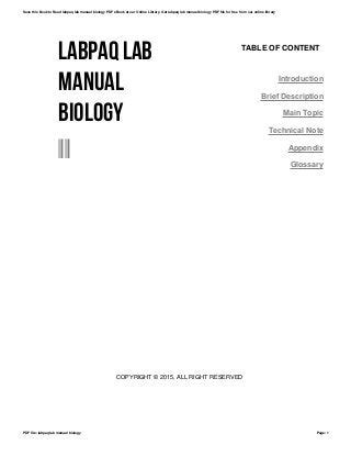 Biology Labpaq Answer Key Ebook Kindle Editon