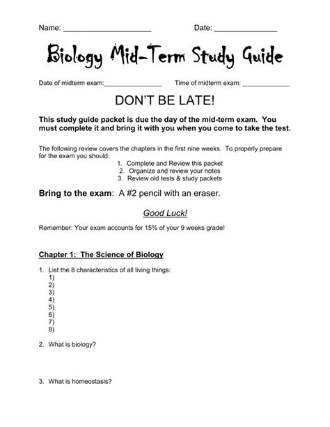 Biology Midterm Study Guide: Ace Your Exam with Confidence!