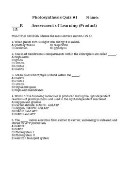 Biology Short Answer Practice Questions Photosynthesis Reader