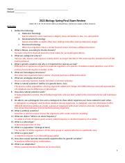 Biology Spring Final Review Answers Epub