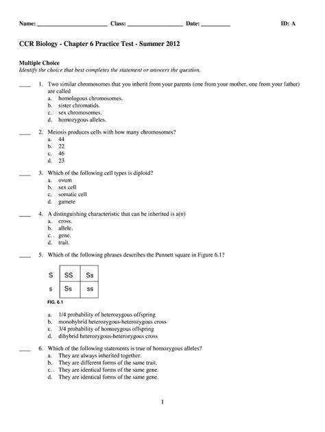 Biology Test Answer Key PDF