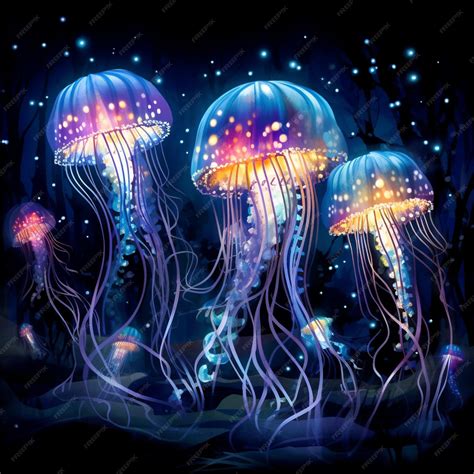 Bioluminescent Enigma: Jellyfish Dancing in the Darkness