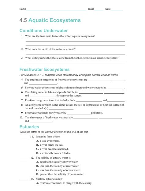 Biomes And Aquatic Ecosystems Answer Key Doc