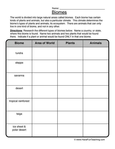 Biomes Worksheet Answer Key PDF