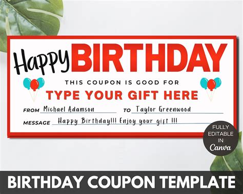 Birthday Gift Coupon Template