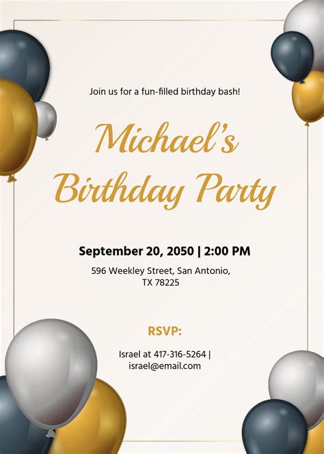 Birthday Invitation Template Free Online