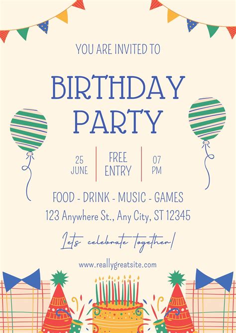 Birthday Party Invitations Printable Free