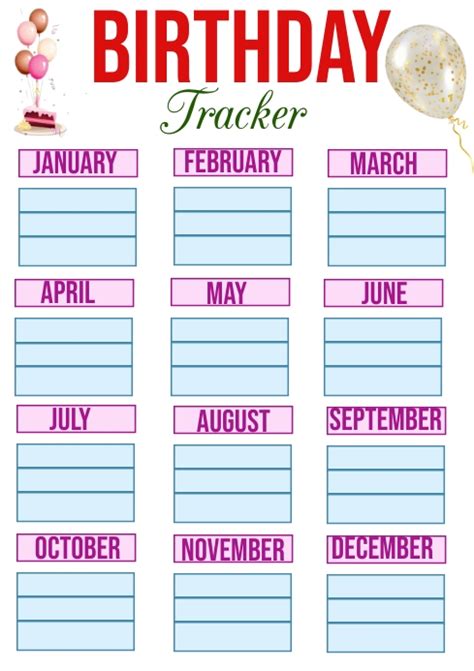 Birthday Tracker Template
