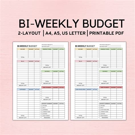 Biweekly Paycheck Budget Template