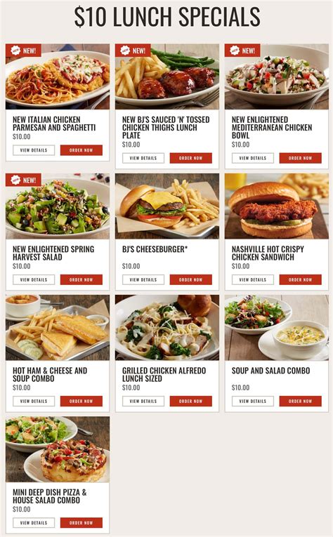 Bj's Menu Printable