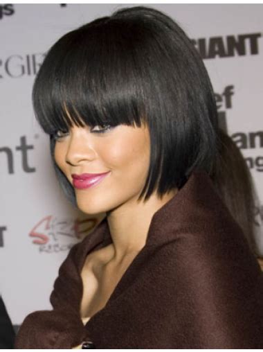 Black 12": Straight Bobs Chin Length Rihanna Wigs for 2025