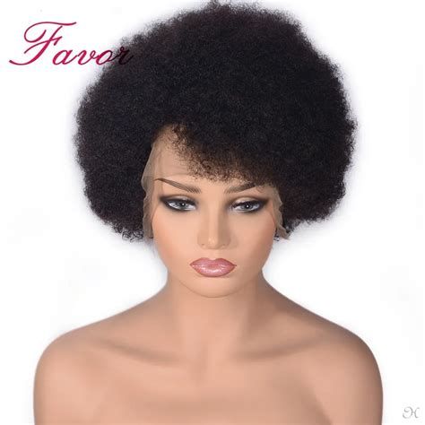 Black Afro Curl Human Hair Full Lace Wig Kinky Wigs