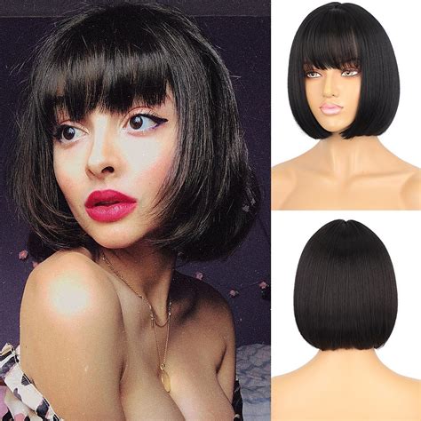 Black Bob Wig High Quality Synthetic Straight Wigs Lace Front Bob Wigs