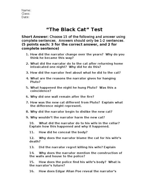 Black Cat Questions And Answers PDF