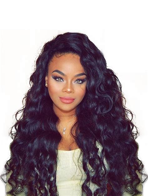 Black Curly 18" Without Bangs Remy Human Hair 360 Lace Wigs