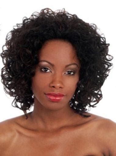 Black Curly Synthetic Convenient Medium Wigs