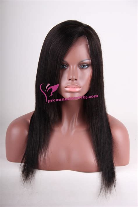 Black Lace Front Indian Remy Hair Medium Wigs