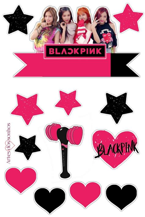 Black Pink Cake Topper Printable