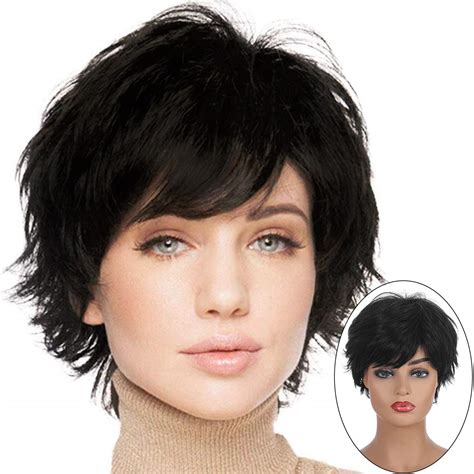 Black Short Wig 6" Straight Layered Wigs