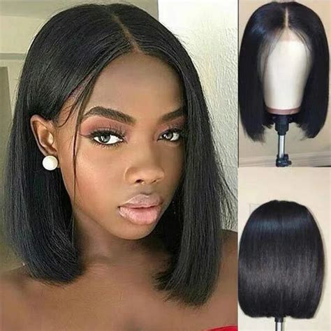 Black Straight Synthetic Mature Medium Wigs