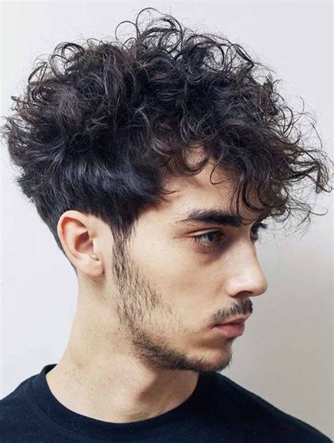 Black Synthetic Monofilament Curly Short Volume Perm Men Wigs