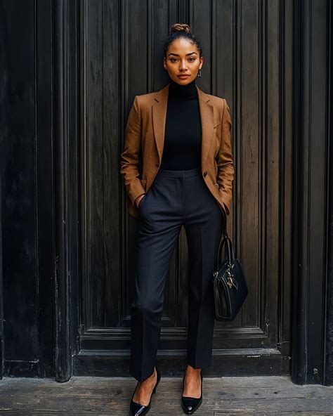 Black Turtleneck and Trousers: