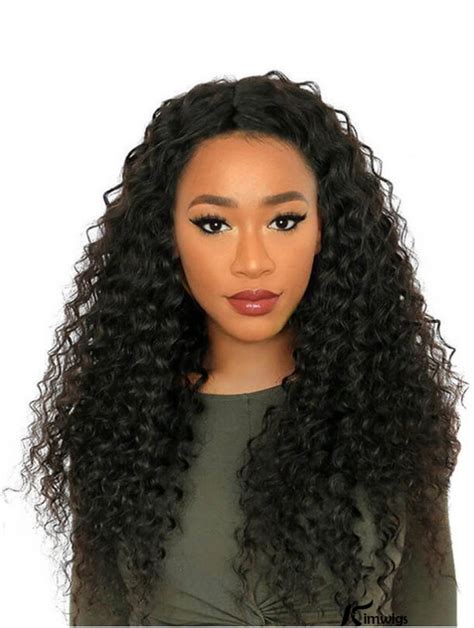 Black Yaki 26" Without Bangs Remy Human Hair 360 Lace Wigs