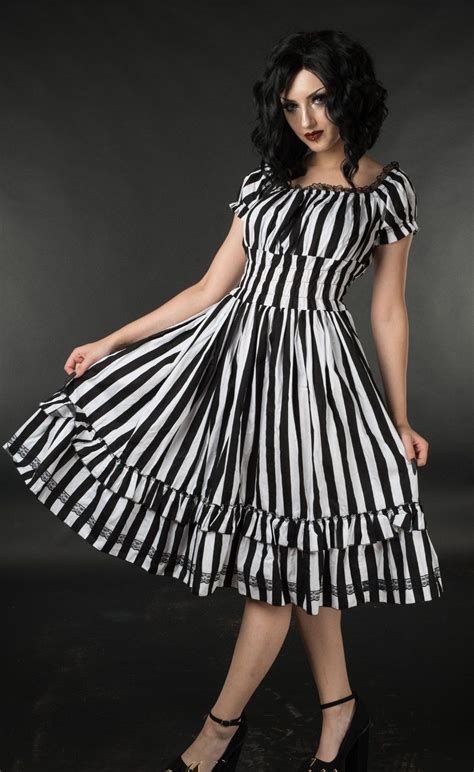 Black and White Striped Gown: