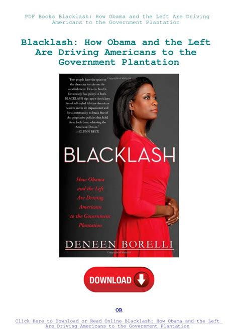 Blacklash How Obama and the Left Are Driving Americans to the Government Plantation Epub