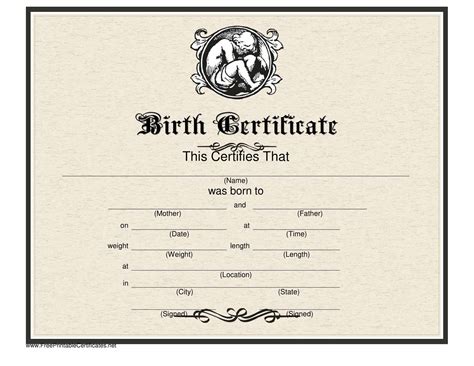 Blank Birth Certificate Template