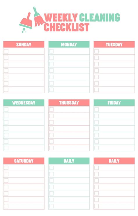 Blank Cleaning Schedule Template