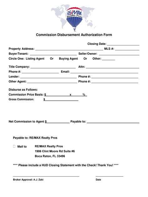 Blank Commission Disbursement Authorization Form Ebook Reader