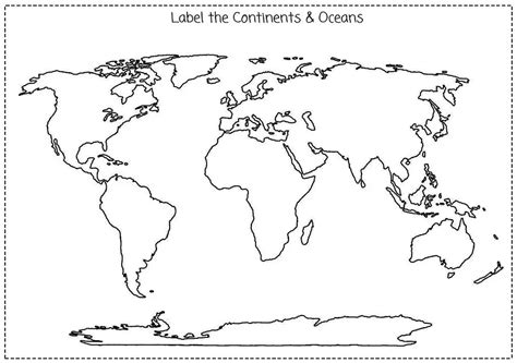 Blank Continents And Oceans Map Printable