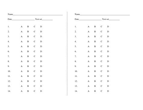 Blank Multiple Choice Answer Sheets PDF