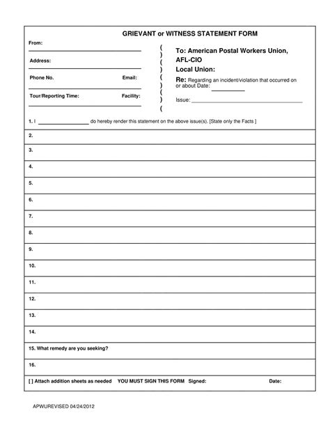 Blank Witness Statement Template Word Ebook Kindle Editon