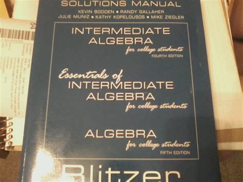 Blitzer College Algebra Solutions Manual Epub