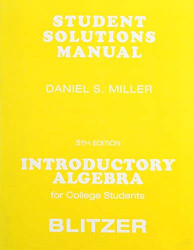 Blitzer Student Solutions Manual Kindle Editon