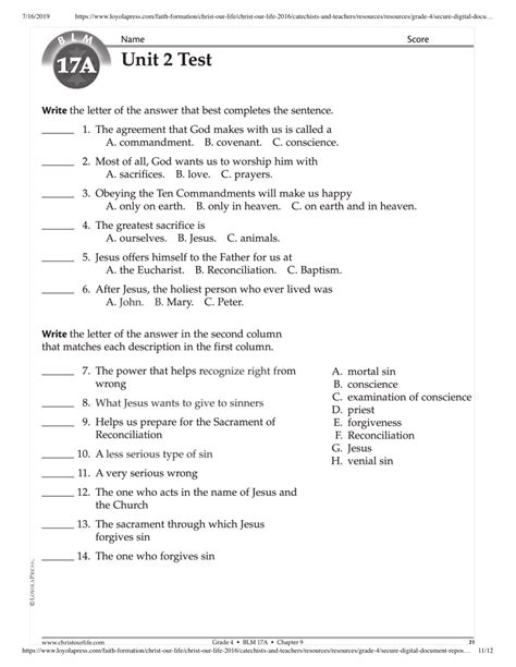 Blm Religion Grade 8 Answer Key Doc