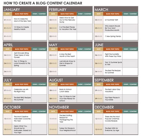 Blog Schedule Template