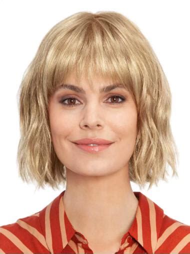 Blonde 10" Synthetic Chin Length Straight Soft Cap Hand Tied Wigs