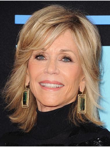 Blonde 14" Straight Without Bangs Shoulder Length Jane Fonda Wigs