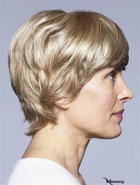 Blonde 8" with Bangs Short Great Monofilament Wigs in 2025