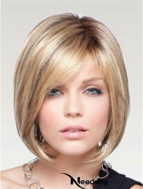 Blonde Bob Wig Straight Chin Length 10" Remy Human Hair Monofilament Wigs