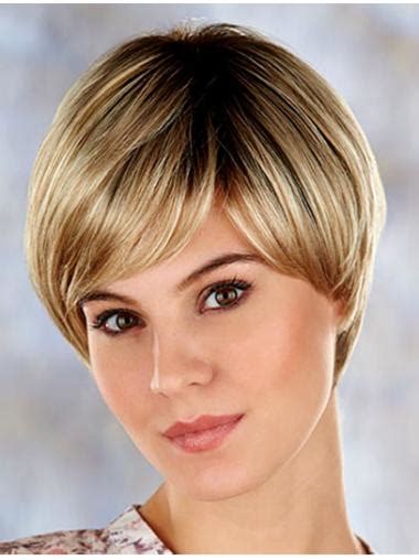 Blonde Comfortable Layered Straight Short Wigs