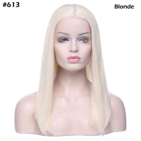 Blonde Hair Wigs Synthetic Lace Front Straight 14" Thick Bob Wigs