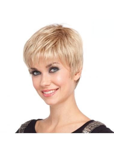 Blonde Straight Synthetic Impressive Short Wigs