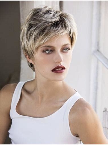 Blonde Synthetic Boycuts Wavy Short Lacefront Wigs