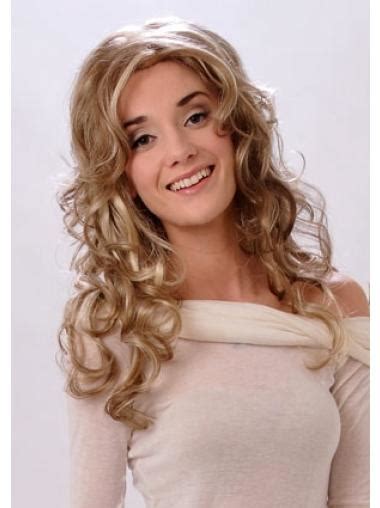 Blonde Wavy Synthetic Mature Long Wigs