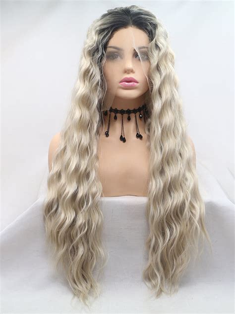 Blonde Wavy Synthetic Traditiona Long Wigs