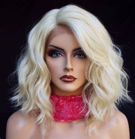 Blonde Wigs For Women Synthetic Wavy Lace Wigs Shoulder Length Bob Wigs